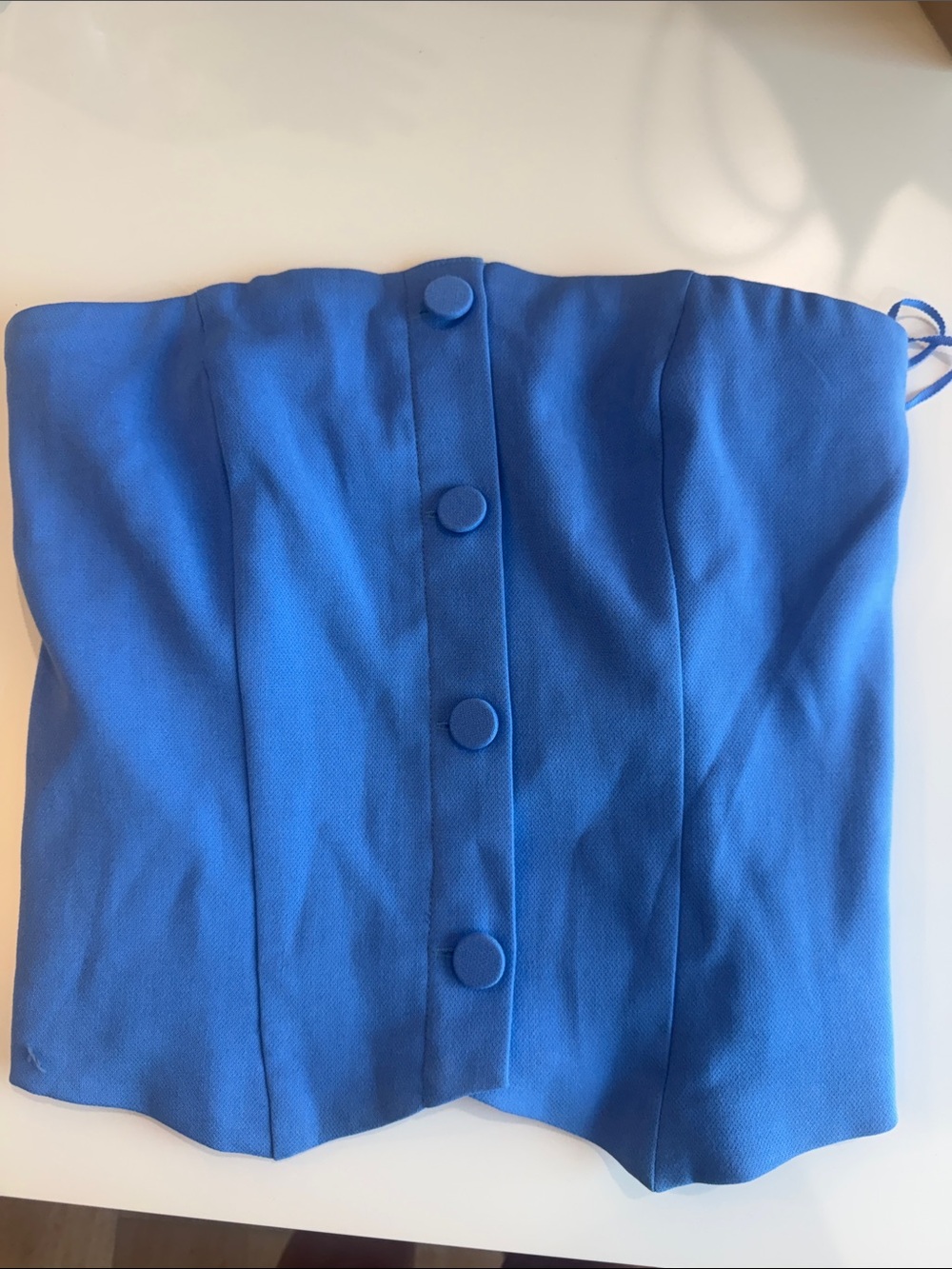 Blue Strapless faux Button-Front Women’s top - Picture 2 of 5